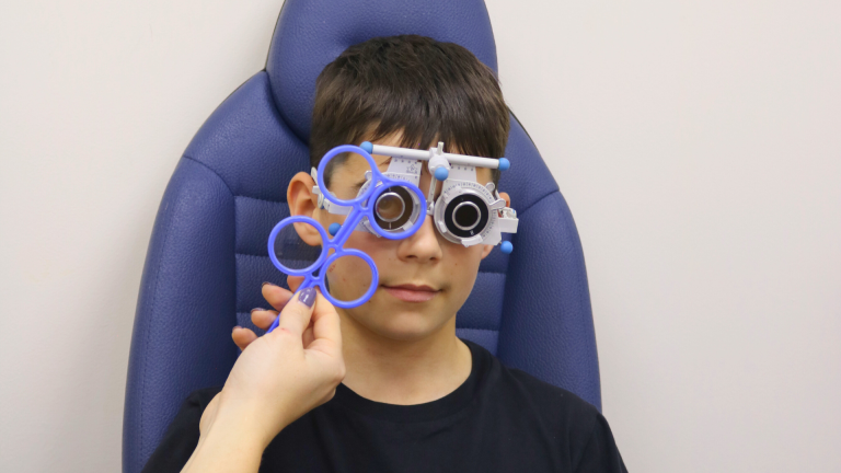 Child having an eye exam
